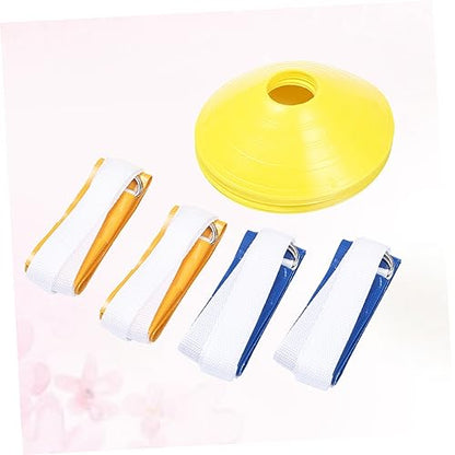 KESYOO 8Pcs American Football Waist Flags with Training Marker Cones Durable Belts with Blue and Yellow Flags for Sports Games and Activities