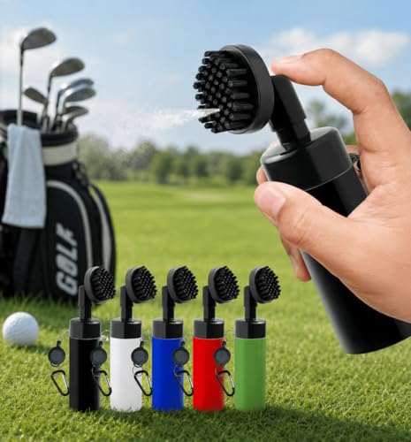 East/18 Aquabrush18 Golf Club Cleaner 4oz Pump Water Bottle Brush with Nylon Bristles, Retractor & Carabiner Clip | Lightweight, Durable & Leak-Resistant Cleaning