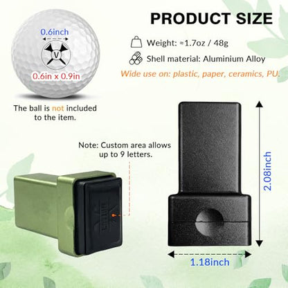 Custom Golf Ball Stamp - Personalized Large Self-Inking Marker for Golf Balls | Quick-Dry Waterproof Logo Stamp | Reusable Custom Golf Gift for Golfers