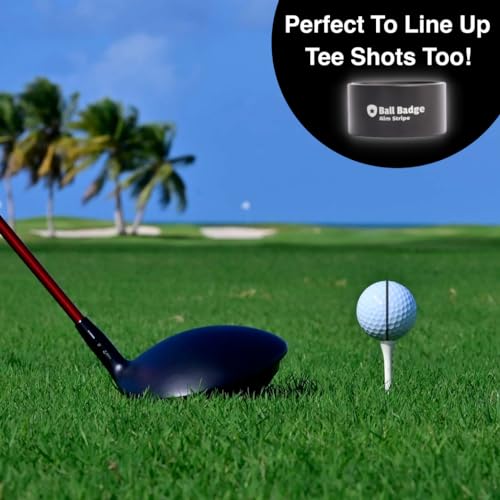 Ball Badge Aim Stripe - 360 Degree Golf Ball Line Marker Kit with Golf Bag Attachment for Perfect Alignment and Precision Putting - color: Black