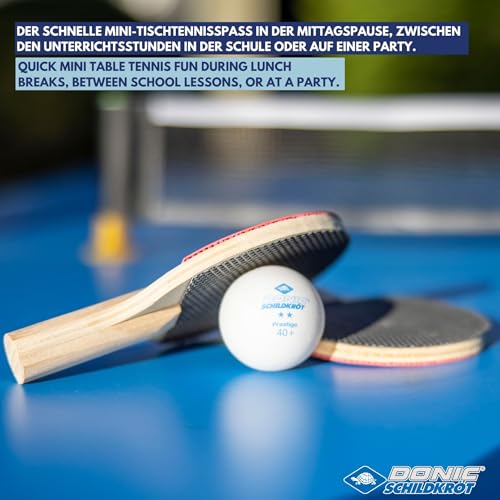 Donic-Schildkröt Tischtennis-Mini-Set FSC, Tischtennis im Miniformat, 2 FSC-Schläger, Netz mit Saugnapfpfosten, 1 Tischtennisball, in neuer Kartonverpackung