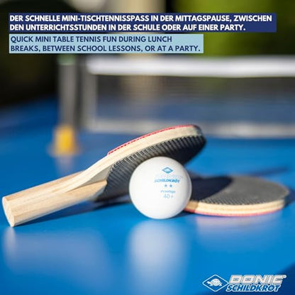 Donic-Schildkröt Tischtennis-Mini-Set FSC, Tischtennis im Miniformat, 2 FSC-Schläger, Netz mit Saugnapfpfosten, 1 Tischtennisball, in neuer Kartonverpackung