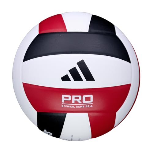 adidas | PRO | Hand Picked Leather Indoor Game Volleyball | NFHS Certified | Official Size - color: Red/White/Black