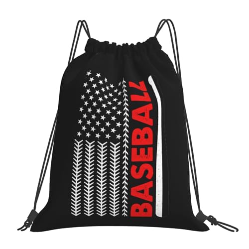 American Baseball Flag Unisex Drawstring Backpack Bag Sport Gym Travel Swim Sackpack - color: American Baseball Flag1