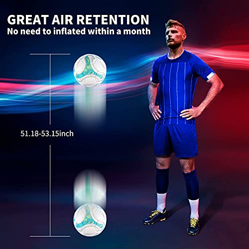 SHOKE Soccer Ball Size 5 Official Size Soccer Ball Thermal Bonded Training Slip Resistant - color: Green(inflated not full )