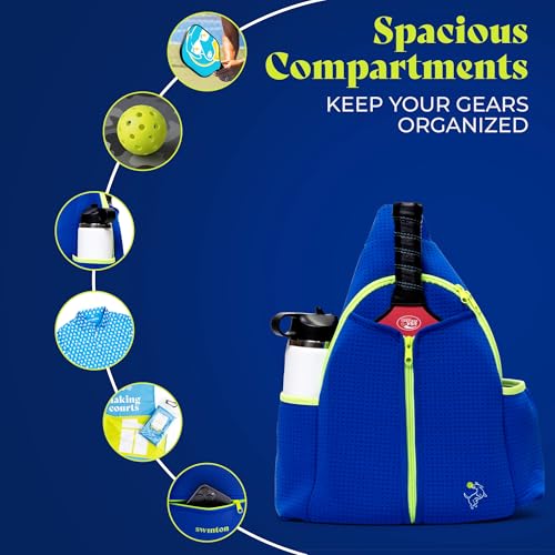 Swinton Pickleball Bag for Women and Men – Stylish Pickleball Backpack | Lightweight, Water-Resistant Pickleball Paddle Bag | Unisex Pickleball Bags with Space for Paddles, Balls & Accessories - color: Royal Blue
