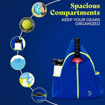 Swinton Pickleball Bag for Women and Men – Stylish Pickleball Backpack | Lightweight, Water-Resistant Pickleball Paddle Bag | Unisex Pickleball Bags with Space for Paddles, Balls & Accessories - color: Royal Blue