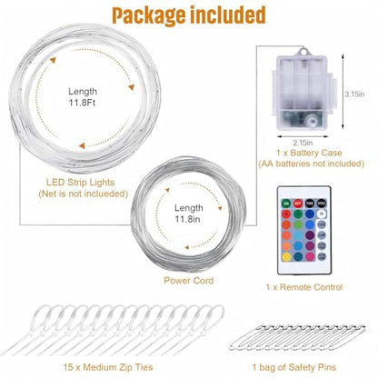 12Ft Soccer Goal Lights for 3x4Ft Net, 16 Color Changing LED Strip with Controller, Waterproof Glow in the Dark Night Training Gear, Impact Resistant, Also fits Field Hockey (No Net)