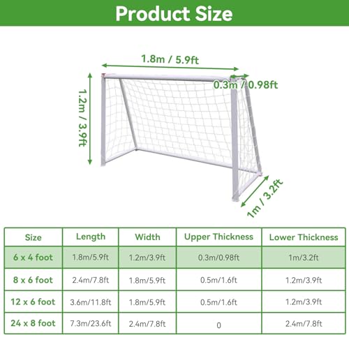 Soccer Net, Replacement Football Net Sports Soccer Goal Post Net Replacement for Sports Match Training - size: 6X4FT