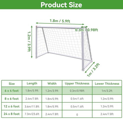 Soccer Net, Replacement Football Net Sports Soccer Goal Post Net Replacement for Sports Match Training - size: 6X4FT