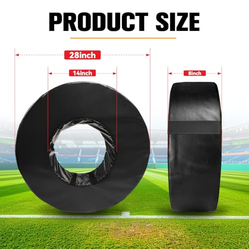 Wibeelee Football Tackle Wheel Tackling Dummies for Football High-Density Sponge and Waterproof PU Leather Tackling Ring with Straps for Youth Football Practice