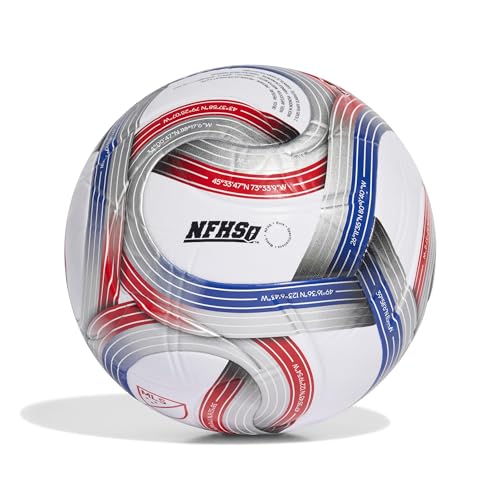 adidas Unisex MLS Soccer Ball - color: White/Team Royal Blue/Red/Silver Metallic League NFHS, size: 5