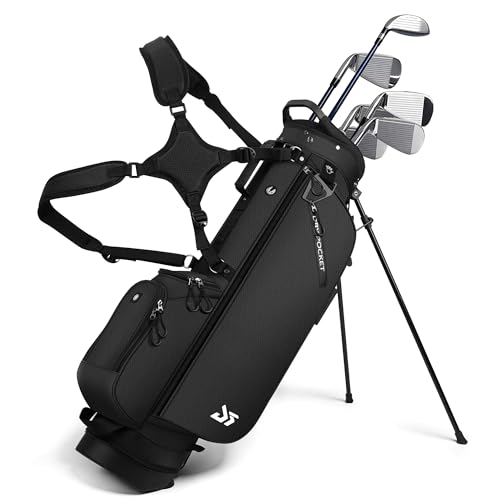 Golf Stand Bag with Cooler Pocket, Lightweight Sunday Carry Bag with Glove Patch & Tee Holder, Portable for Driving Range & Par 3 Course, Men & Women - color: Black, size: Cooler Bag Version