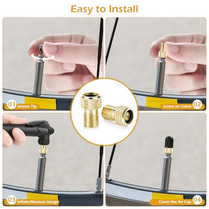 Ball Pump Needles, Unbreakable Air Pump Needles Compatible with Hand and Electric Pump, Sports Ball Air Pump Needles, Tire Valve Caps, Presta to Schrader Valve Adapters, Balloon Inflation Nozzles Kit