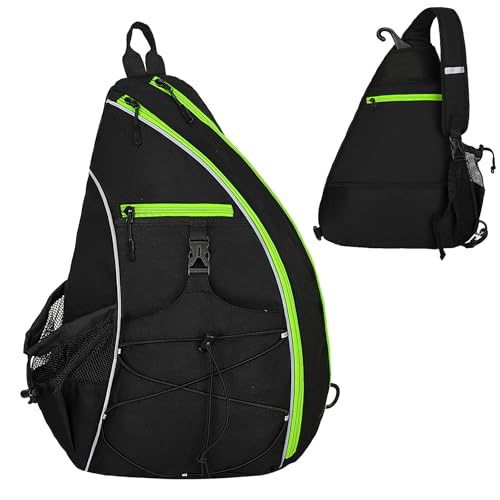 Goloni Pickleball Sling Bag for Men Women, Lightweight Pickleball Backpack with Fence Hook - color: Black Green