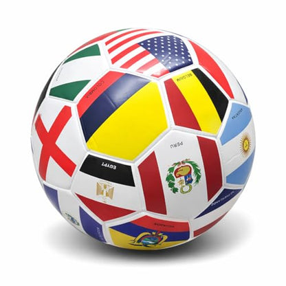 Elite Edition Soccer Ball - Training Soccer Ball – Durable TPU Outdoor Ball – Country Design (USA, Argentina, Brasil, Mexico, Portugal & More) - size: 2, style: COUNTRY FLAG BALL