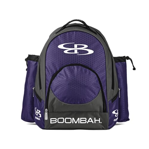 Boombah Tyro Baseball/Softball Bat Backpack - 20" x 15" x 10" - Holds 2 Bats up to Barrel Size of 2-5/8" - color: Charcoal/Purple_C23