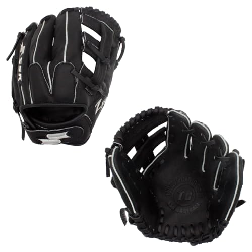 SSK Z5 Training Gear Quick Hands Infield Baseball Training Gloves 8.5” – 9” – 9.5” – 10” – 10.5” Right & Left Hand Throw - color: Black-950 Single Post, size: 9.5" - Right Hand Throw