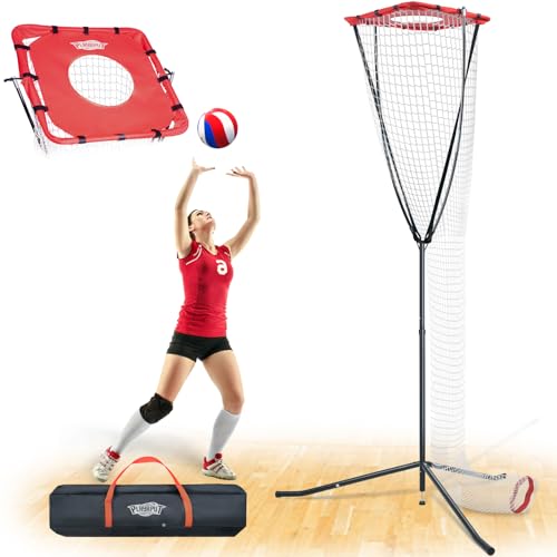 PLAYAPUT Volleyball Setter Training Net，Height & Angle Adjustable Volleyball Training Net with Metal Frame，Tripod Base for Indoor and Outdoor，Volleyball Training Equipment for Setting,Serving,Spiking