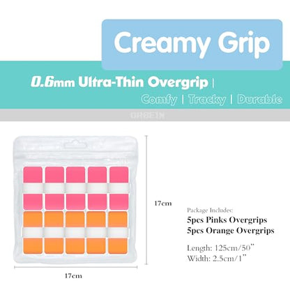 10pcs Tennis Grip Tape - Tennis Overgrip for Tennis Racquet - Tennis Racket Grip Tape - Pickleball Paddle Grip Tape - color: Peach-Orange