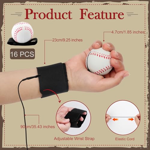 SAYAYA 32 PCS Wrist Return Ball 1.85 Inches Baseballs on a String Rebound Ball with Strap Soccer & Tennis Sport Party Favors, Wrist Exercise, Practice, and Fun Play for Kids & Adults