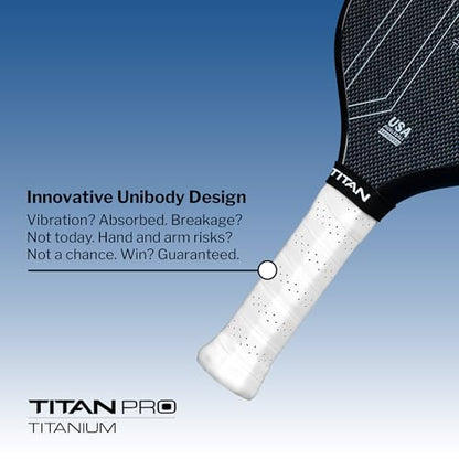 Titan Pro Titanium Carbon Fiber Pickleball Paddle – T700 Carbon Fiber Face, Electroplated Titanium, Nomex Duo Core, USA Pickleball Approved, 14mm & 16mm – Intermediate to Advanced Players