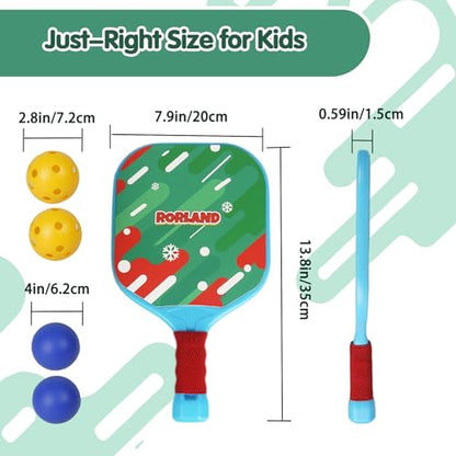 Kids Pickleball Paddles Set of 2,Lightweight,Durable,Waterproof,Ergonomic Grip for Small Hands,Toddler Beach Pool Backyard Outdoor Game Toy-Birthday Gift for Boy Girl, Beginner