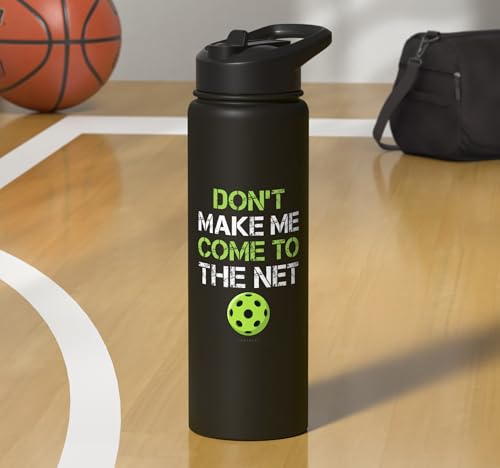 Pickleball Water Bottle - Dont Make Come Net - Player Gift Stainless Steel Insulated Water Bottle - color: Black