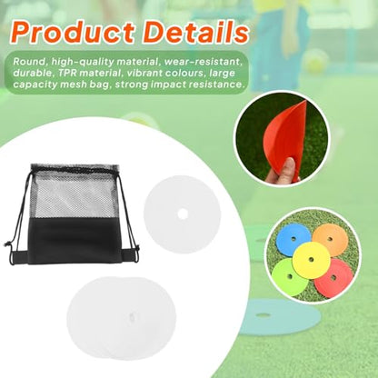 predolo 10Pcs Flat Cones Markers Non Slip with Storage Bag Plates Flat Discs for Soccer Agility Football Speed Sports, White
