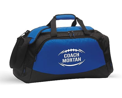 Alterd Industries Personalized Football Coach Bag - Custom Football Duffle Bag with Shoe Compartment for Gear and Equipment for Coaches Men Teens High School Sports (Bag Only, Coach, Royal/Black)