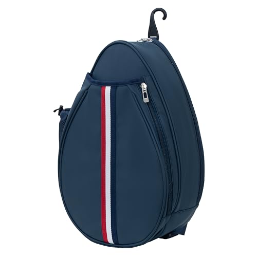 White PU One Shoulder Crossbody Tennis Backpack Girls Tennis Bag Tennis Racket Sling Bag for Women, with Water Bottle Holder - color: Blue