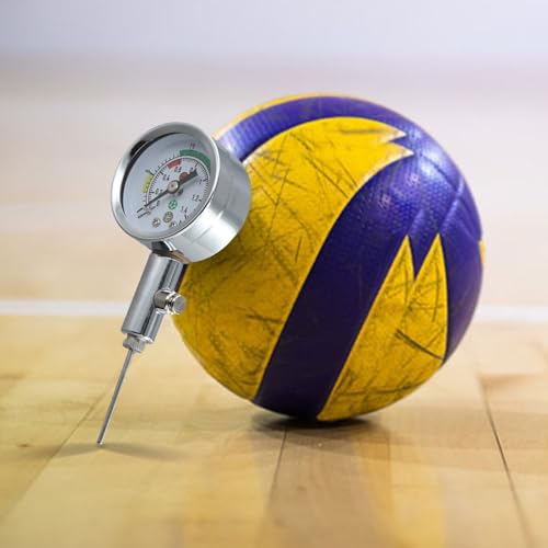 Sports Ball Pressure Gauge, Metal Air Pump with Accurate PSI Reading, Push-Button Release Valve for Football Basketball Volleyball Soccer, Tool for