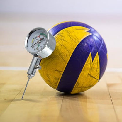 Sports Ball Pressure Gauge, Metal Air Pump with Accurate PSI Reading, Push-Button Release Valve for Football Basketball Volleyball Soccer, Tool for