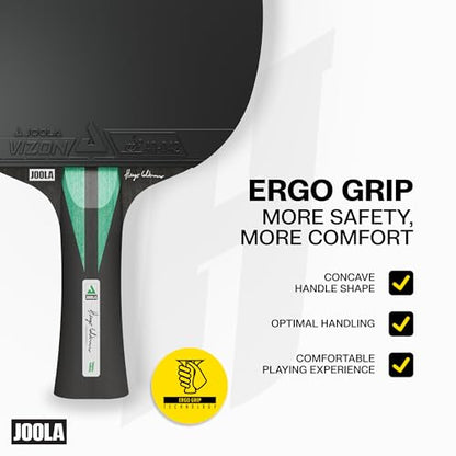 JOOLA Hugo Calderano Carbon Pro Table Tennis Racket Set – Includes Competition-Level Racket with ITTF-Approved Micron Rubbers and Carbon Fiber Blade, 3-Star Tournament Balls & Protective Carry Case