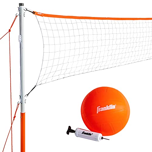 Franklin Sports Outdoor Volleyball Net Sets - Beach + Backyard Portable Volleyball Net with Poles - Complete Outdoor Volleyball Sets with Net + Volleyball Included - style: Starter
