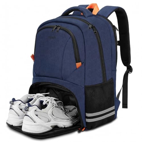 Ytonet Gym Backpack for Men Women, Travel Backpack, Lightweight Water Resistant Workout Gym Bag Fit 17.3 Inch Laptop, Sports, Camping, Hiking, Dark Blue - color: Blue, size: 17.3 inch