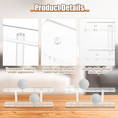Silipull 1 Pc Golf Ball Display Rack 8 Balls Clear Acrylic Golf Case Holder Small Table Tennis Display Stand Shelf Double Layer