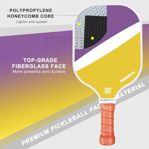 AOBORTY Pickleball Paddles 4 Pack - USAPA Light Graphite Premium Rackets Fiber Face & Polymer Honeycomb Core Pickleball Set with 4 Outdoor Indoor Balls Including Portable Carry Bag