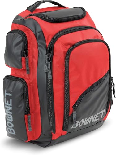 Bownet Commando Coaches Bat Bag – Baseball & Softball Backpack with Fungo Holder, 15.5” Laptop & Tablet Pocket, Large Gear Storage, Padded Straps, Youth & Adult, Scarlet - color: Scarlet