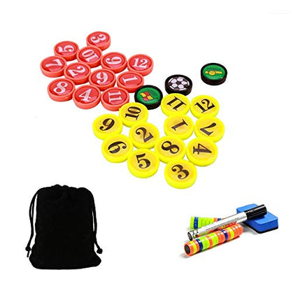 Joyeee Soccer Magnetic Board Accessories Set, Include 27 Pcs Player Magnets Pieces, 2 Pcs Dry Erase Black Marker Pen, 1 Pcs Dry Eraser and Small Carry Pouch, Suit for Use on Magnetic Coaching Boards