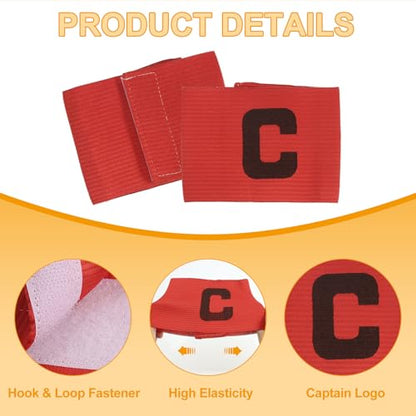 MECCANIXITY Soccer Captain Armband, Captain Arm Bands for Soccer Elastic Captain C Arm Band Sports Captain Armband for Football Team Training Youth & Adult - color: Red