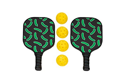 Pickleball Paddle Set of 2 with Pickles - USAPA Approved - Carbon Fiber Rackets, 4 Honeycomb Core Balls, Grip Portable Racquet Cover Case Bag Gift Kit for Men and Women