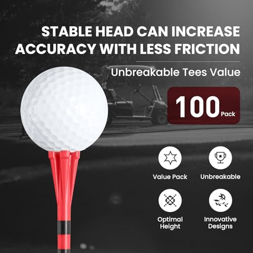VEASAERS Golf Tees Plastic 3 1/4 2 3/4 inch Unbreakable 20 50 100 Pack, Bulk Long Stronger Upgrade More Durable Stable Reduce Friction Side Spin Tee Pink Pouple Gift for Men Women