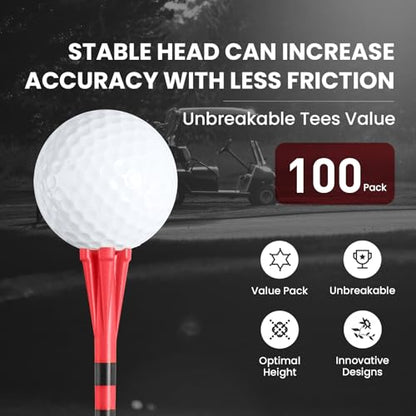 VEASAERS Golf Tees Plastic 3 1/4 2 3/4 inch Unbreakable 20 50 100 Pack, Bulk Long Stronger Upgrade More Durable Stable Reduce Friction Side Spin Tee Pink Pouple Gift for Men Women