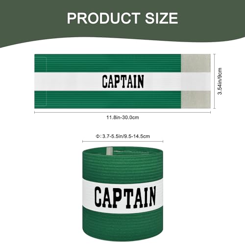 Captain Armbands for Soccer, Unisex Captain's Armband Adjustable Football Arm Bands Adults & Youths Elastic Captain Arm Band Team Sports Accessories - color: Green