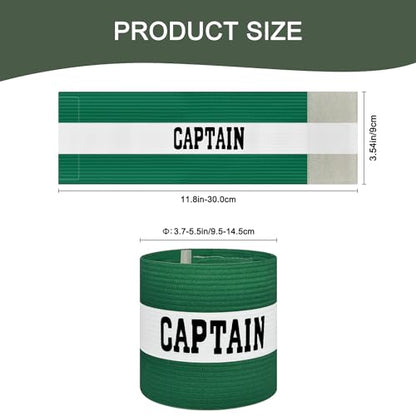 Captain Armbands for Soccer, Unisex Captain's Armband Adjustable Football Arm Bands Adults & Youths Elastic Captain Arm Band Team Sports Accessories - color: Green