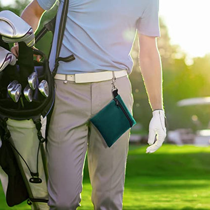 Golf Tee Pouch, 5.62 X 6.87 Inch Professional Zipper Golf Tee/Ball Pouch Bag with Metal Lobster Claw Clip - color: HUNTER GREEN