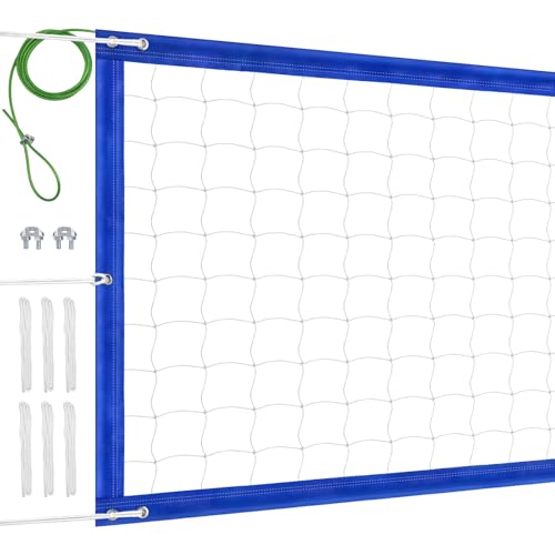 Professional Volleyball Net Outdoor Heavy Duty, All-Weather Durable,10 Grommets, Thickened Double-Sewing 600D Nylon Edges, Extended Aircraft Wire Rope, for Backyard Campus Beach Pool,32x3FT