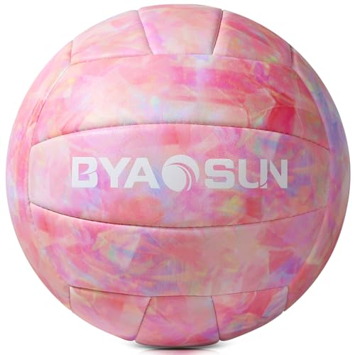 Soft Official Volleyball for Indoor Outdoor Beach, Size 5 Training Volleyball for Beginner Teenager Adult - color: pink/purple