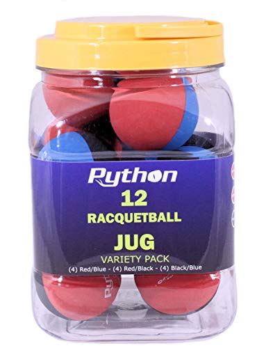 Python RG Multi Colored Racquetballs (Value Pack - 12 Ball Jug/Endorsed by Racquetball Legend Ruben Gonzalez!) - color: Variety